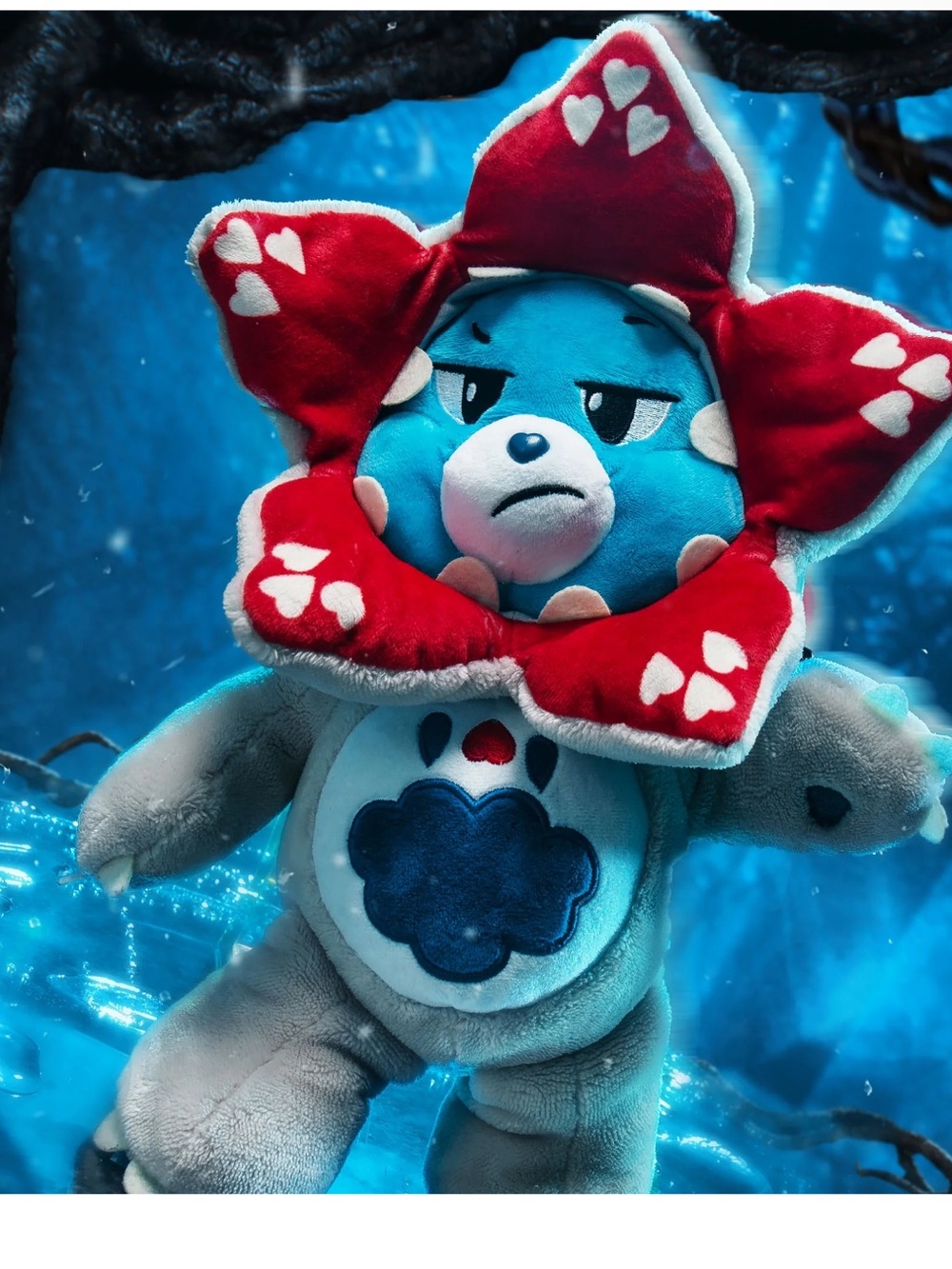 New! Care Bears × Stranger Things - Grumpy Bear as the Demogorgon, 12 Inch Plush - Picture 4 of 5